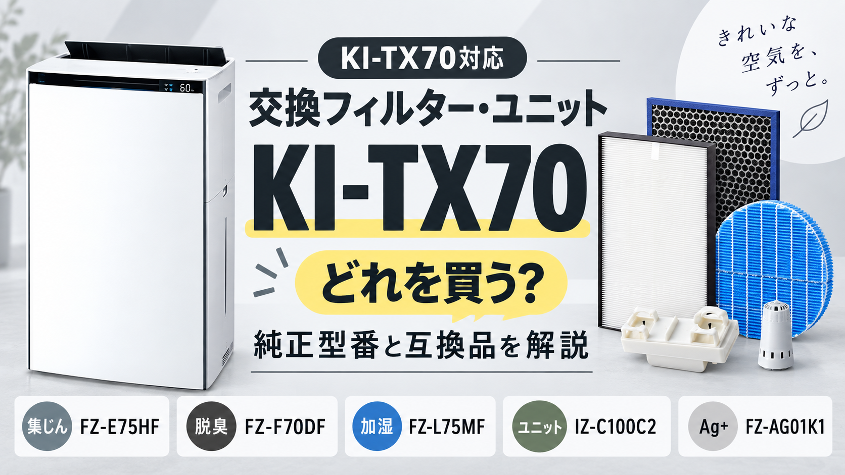 KI-TX70の交換フィルターとユニットはどれ？純正品の型番と互換品を
